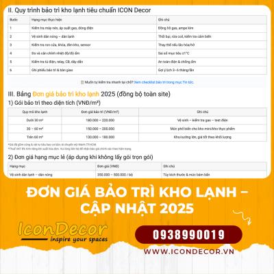 Đơn giá bảo trì kho lạnh – Cập nhật 2025